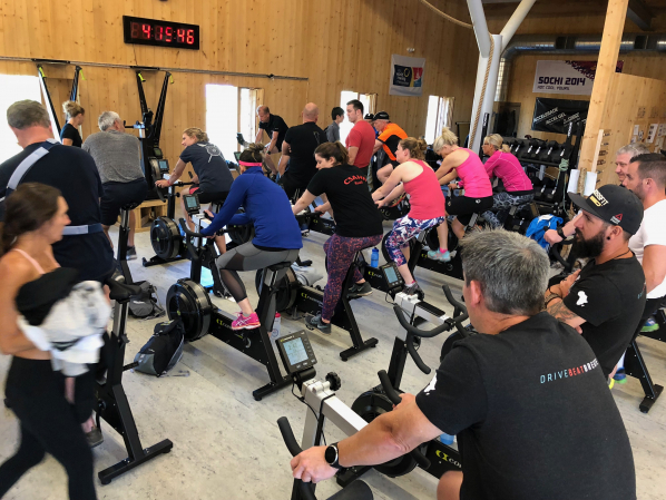 Concept2 tries out a BikeErg class at our recent global meeting.