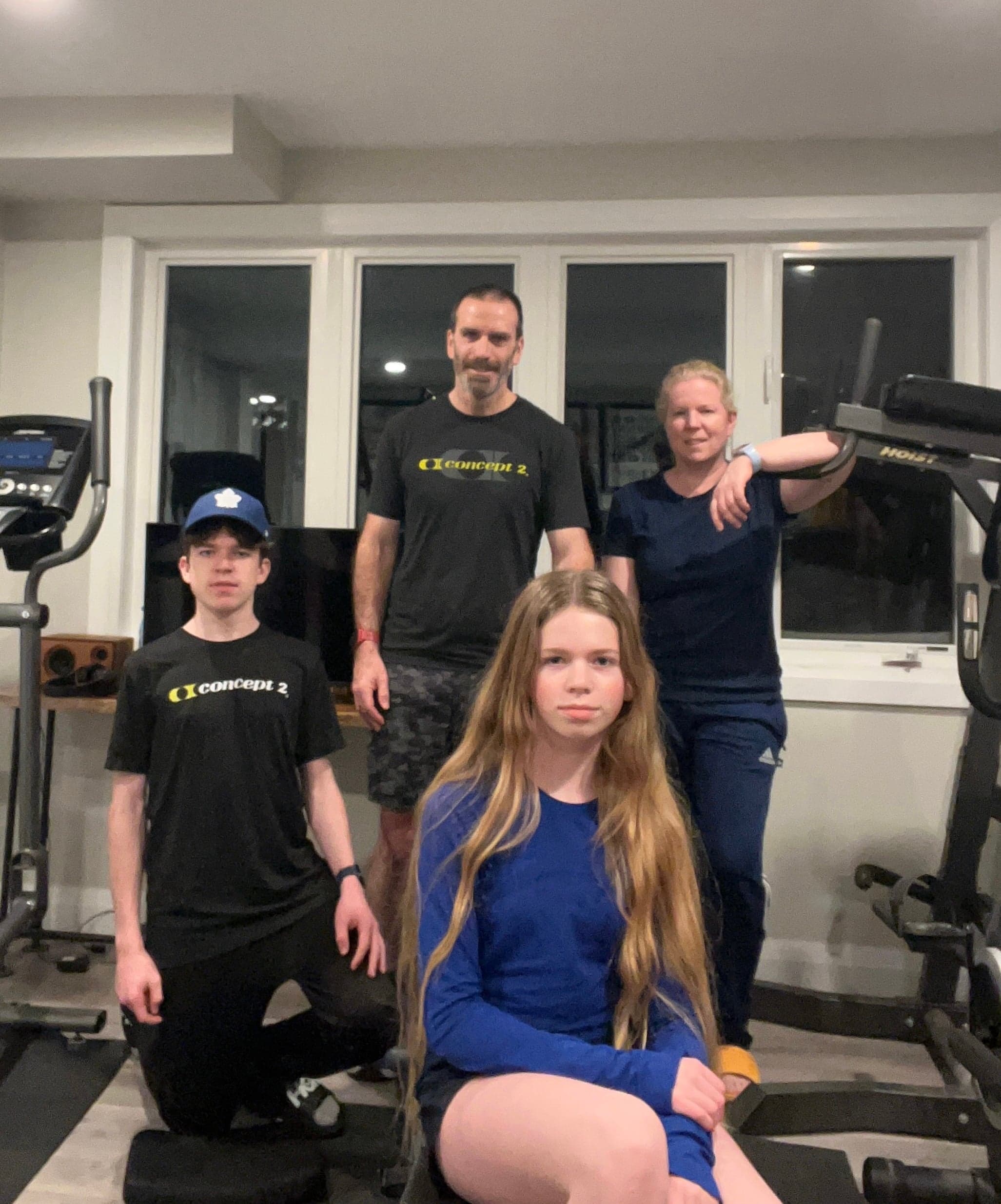 Family working out together