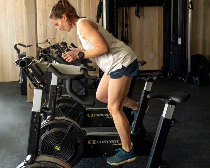 woman on concept2 bikeerg