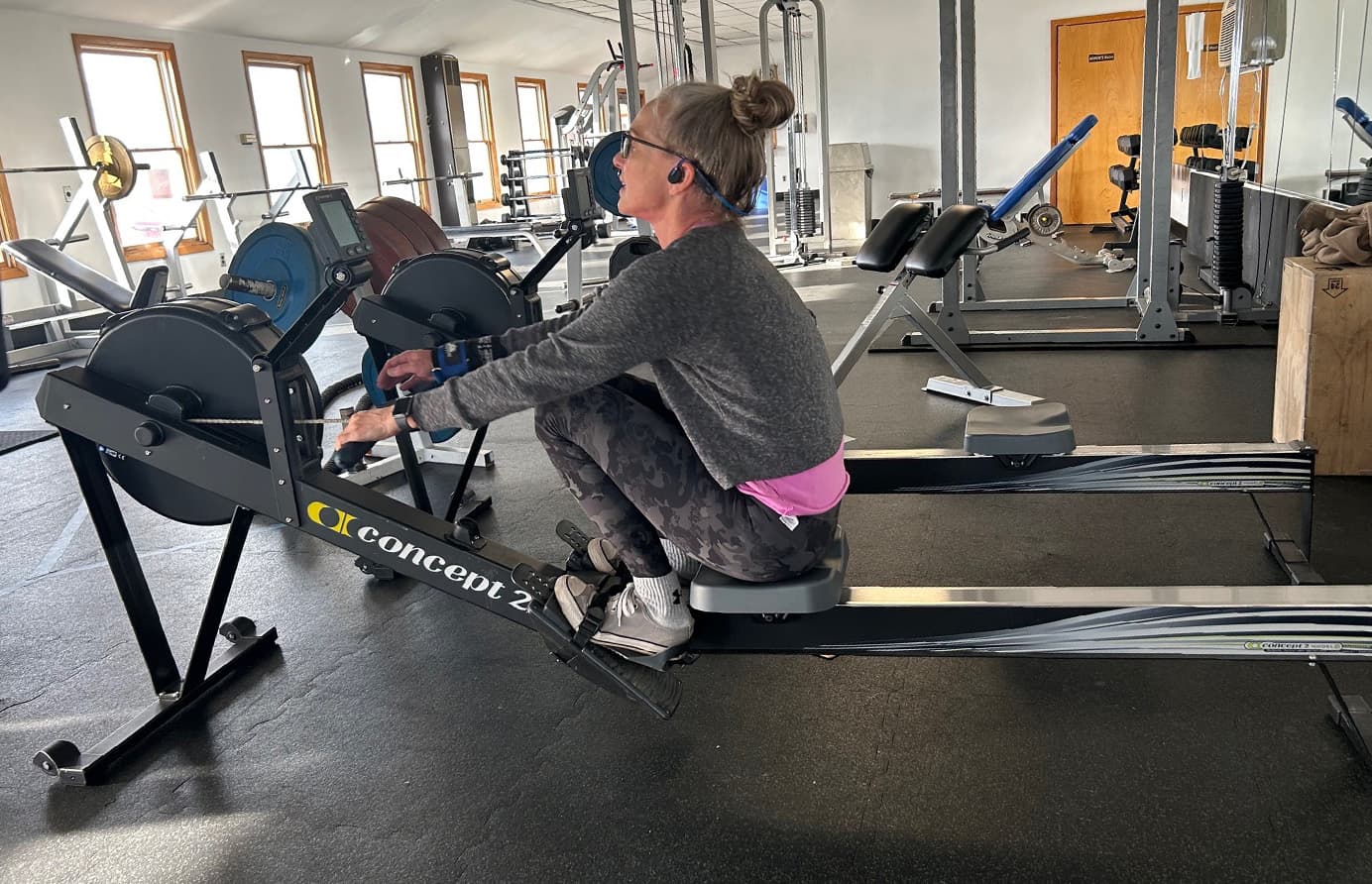 Woman Rowing on Concept2 Model D RowErg