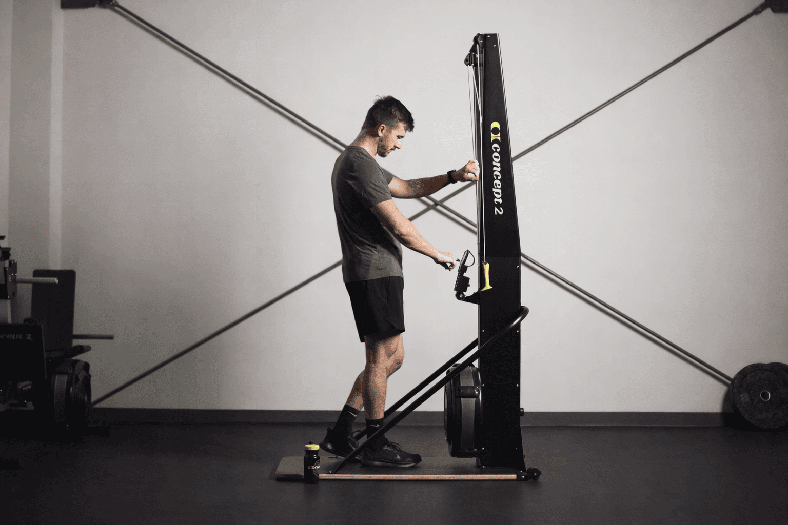 Man on SkiErg using ErgData App