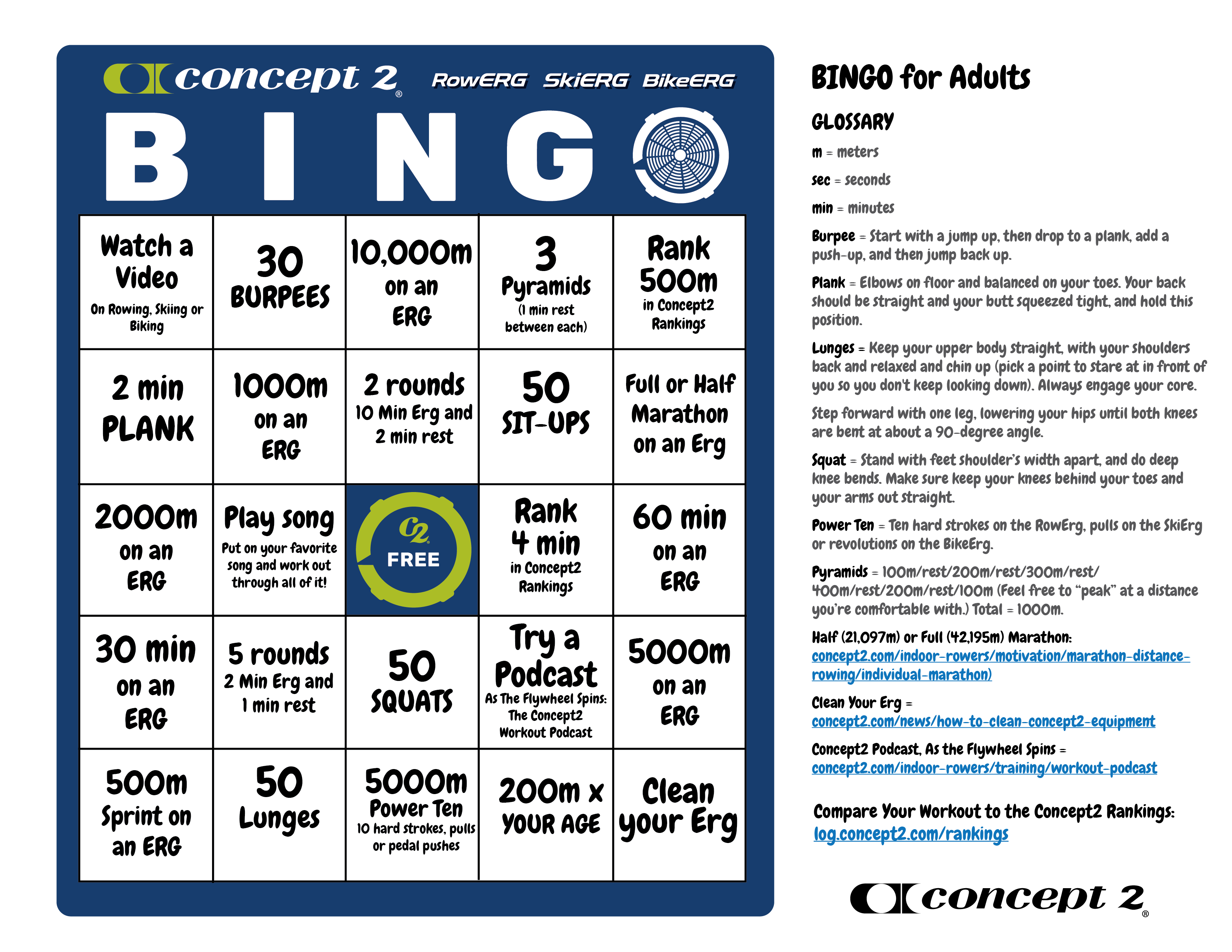 Erg Bingo | Concept2